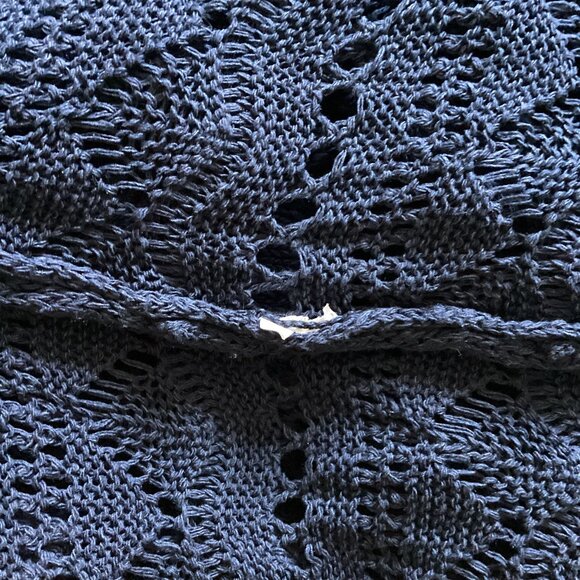 Grace Women's Crochet Top Navy Blue Sheer Sweater Long Sleeves Made in Italy - Picture 8 of 8